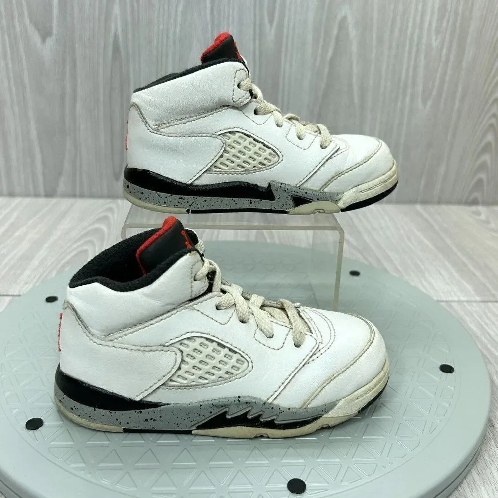 Nike Air Jordan 5 Retro TD White Cement Toddler Sneakers Shoes 440890-104 Sz 8C - Picture 1 of 12